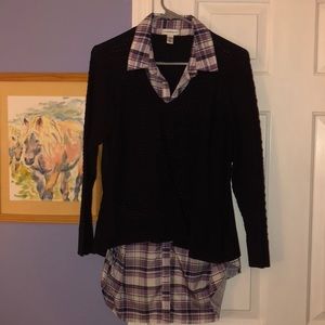 Crofts and Barrow Purple Sweater/shirt combo